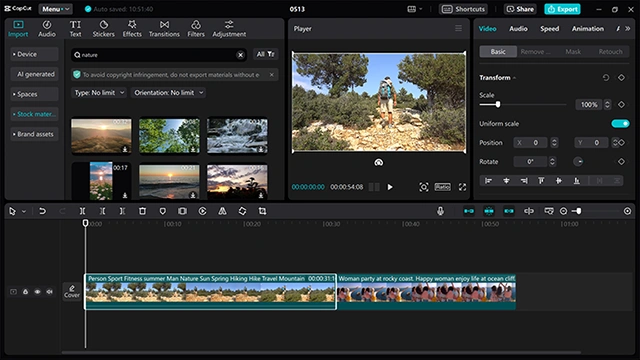 Stock images in CapCut